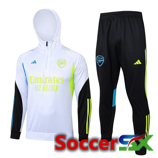 Arsenal Training Tracksuit Sweatshirt Hoodie White 2024/2025