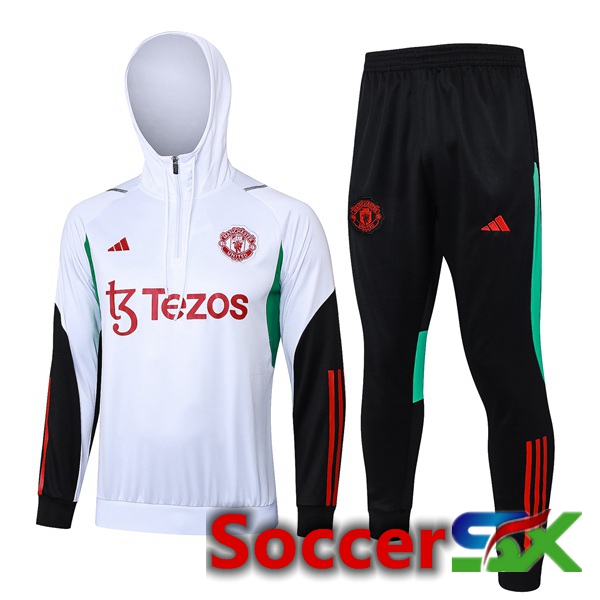 Manchester United Training Tracksuit Sweatshirt Hoodie White 2024/2025