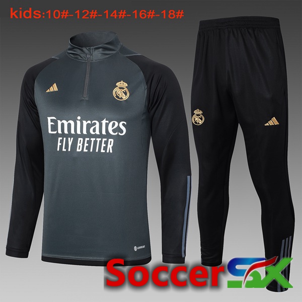 Real Madrid Training Tracksuit Suit Kids Grey 2024/2025