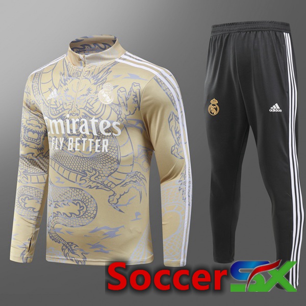 Real Madrid Training Tracksuit Suit Kids Yellow 2024/2025