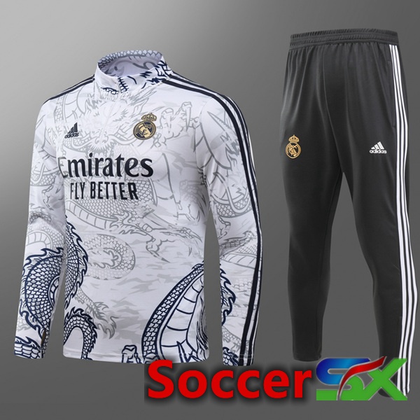 Real Madrid Training Tracksuit Suit Kids White 2024/2025