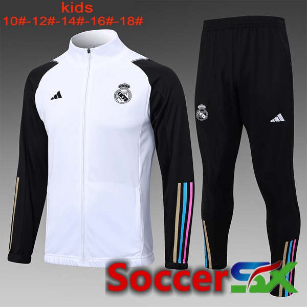 Real Madrid Training Jacket Suit Kids White 2024/2025