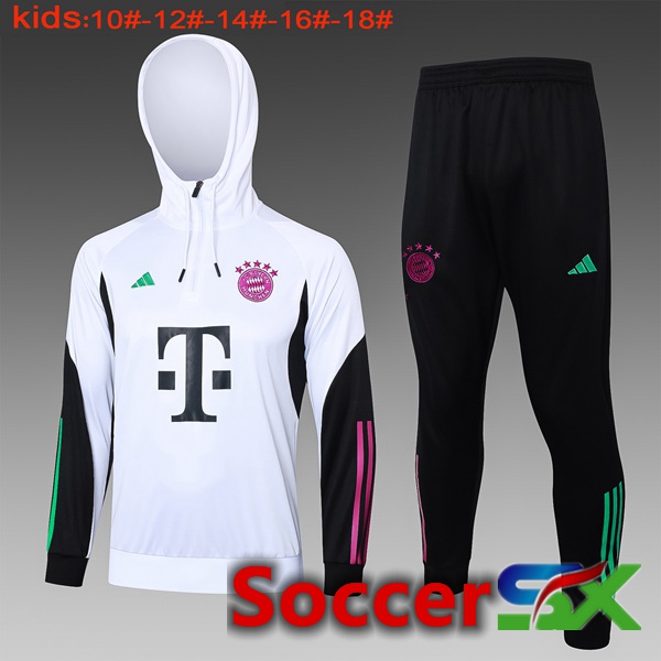 Bayern Munich Training Tracksuit Hoodie Kids White 2024/2025