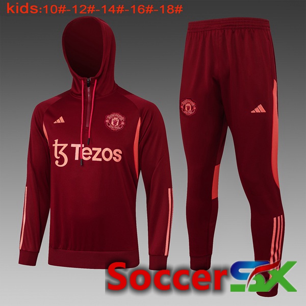 Manchester United Training Tracksuit Hoodie Kids Red 2024/2025