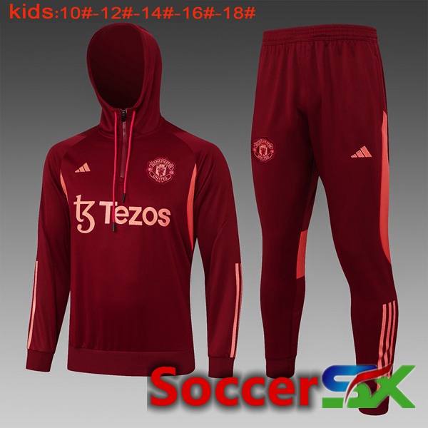 Manchester United Training Tracksuit Hoodie Kids Red 2024/2025