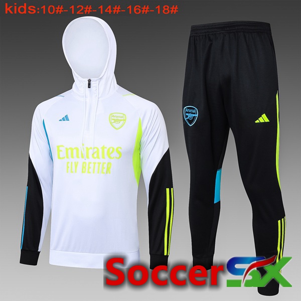 Arsenal Training Tracksuit Hoodie Kids White 2024/2025