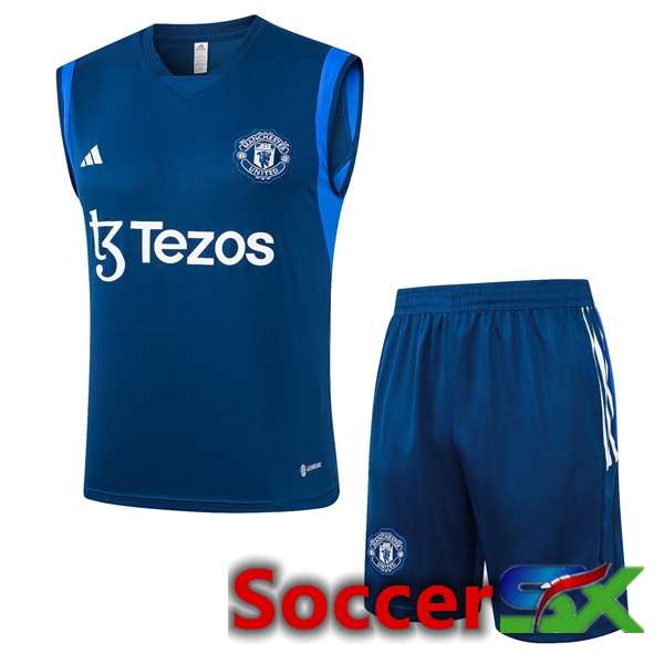 Manchester United Soccer Vest + Shorts Blue Royal 2024/2025