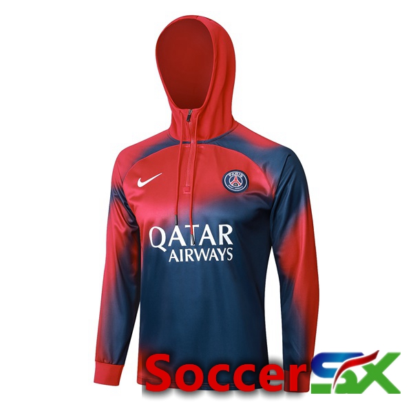 Paris PSG Training Sweatshirt Hoodie Red Blue 2024/2025