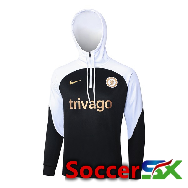 FC Chelsea Training Sweatshirt Hoodie Black White 2024/2025