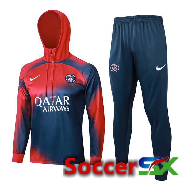 Paris PSG Training Tracksuit Sweatshirt Hoodie Red Blue 2024/2025