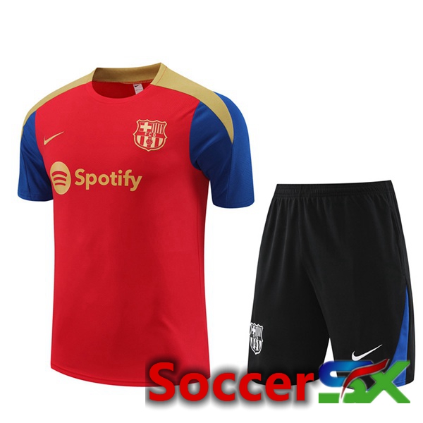 FC Barcelona Training T Shirt + Shorts Red 2024/2025