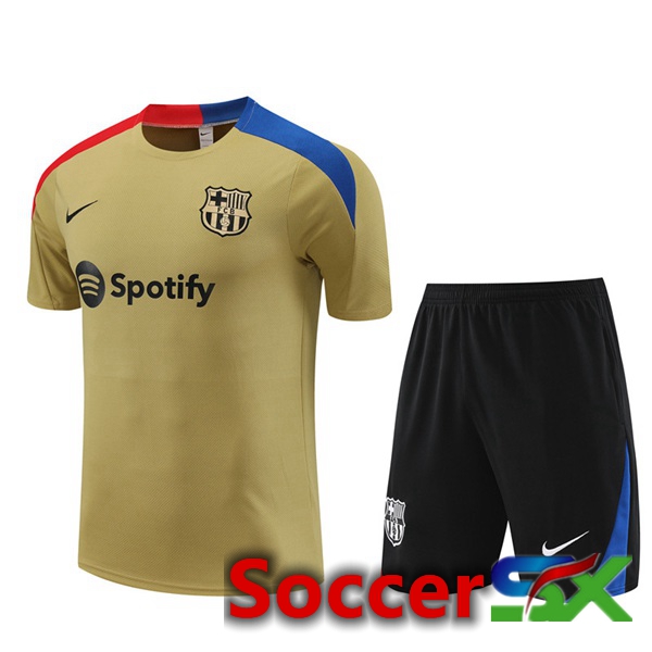 FC Barcelona Training T Shirt + Shorts Yellow 2024/2025