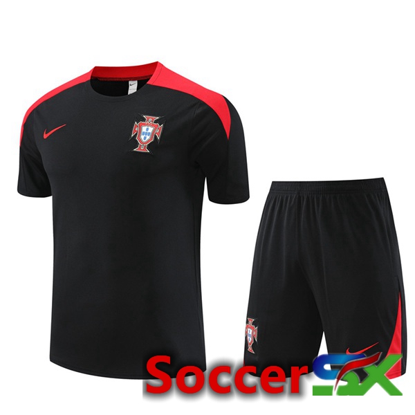 Portugal Training T Shirt + Shorts Black 2024/2025