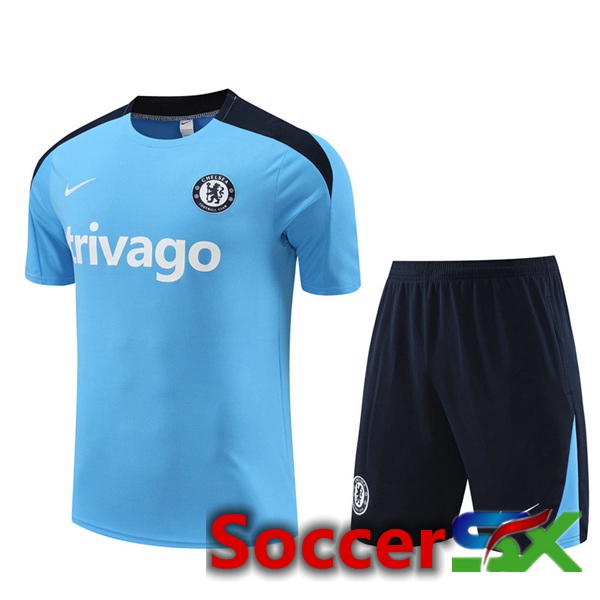 FC Chelsea Training T Shirt + Shorts Blue 2024/2025