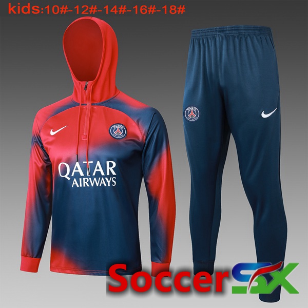 Paris PSG Training Tracksuit Hoodie Kids Red Blue Royal 2024/2025