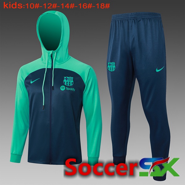 FC Barcelona Training Tracksuit Hoodie Kids Green Blue Royal 2024/2025