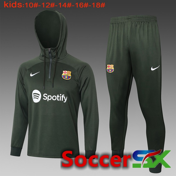 FC Barcelona Training Tracksuit Hoodie Kids Green 2024/2025