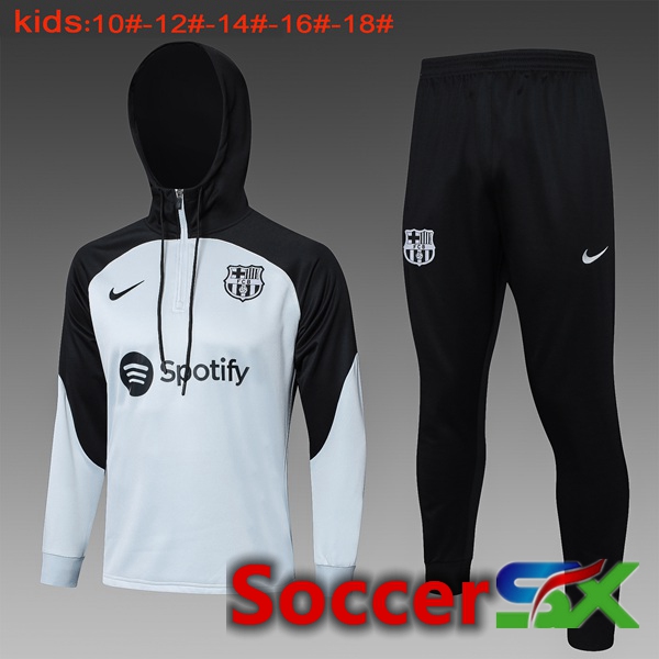 FC Barcelona Training Tracksuit Hoodie Kids Black White 2024/2025