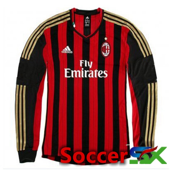 AC Milan Retro Soccer Jersey Home Long sleeve Red 2013-2014
