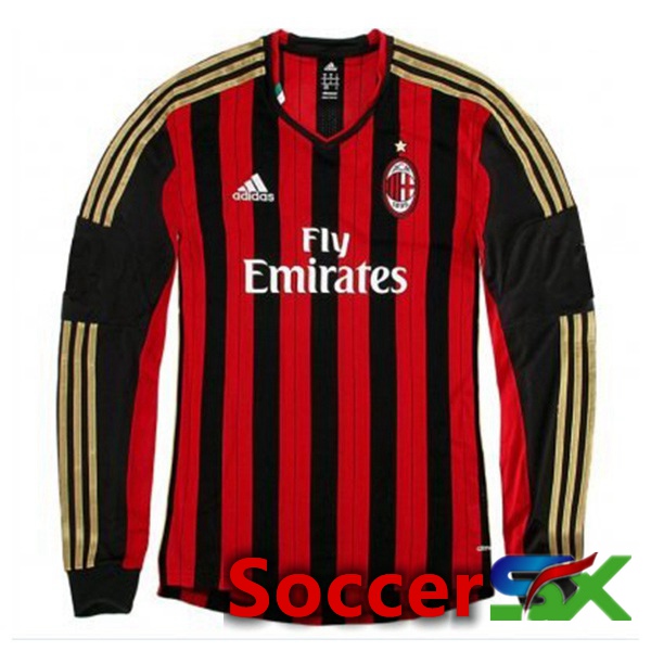 AC Milan Retro Soccer Jersey Home Long sleeve Red 2013-2014