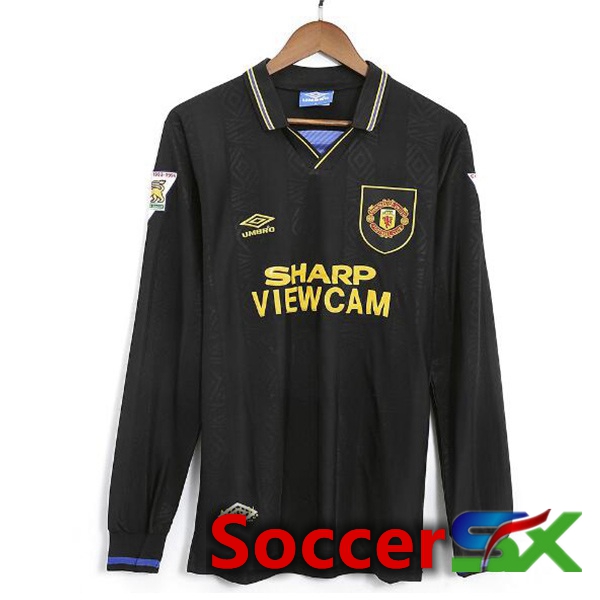 Manchester United Retro Soccer Jersey Away Long sleeve Black 1993-1995