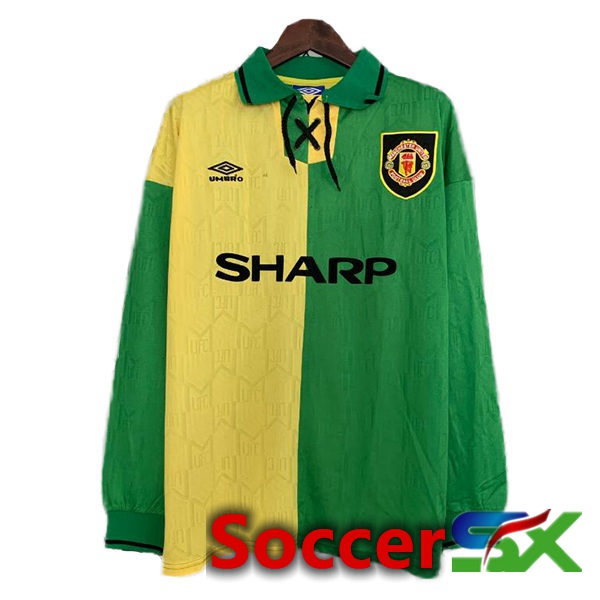 Manchester United Retro Jersey Third Long sleeve Yellow Green 1992-1994