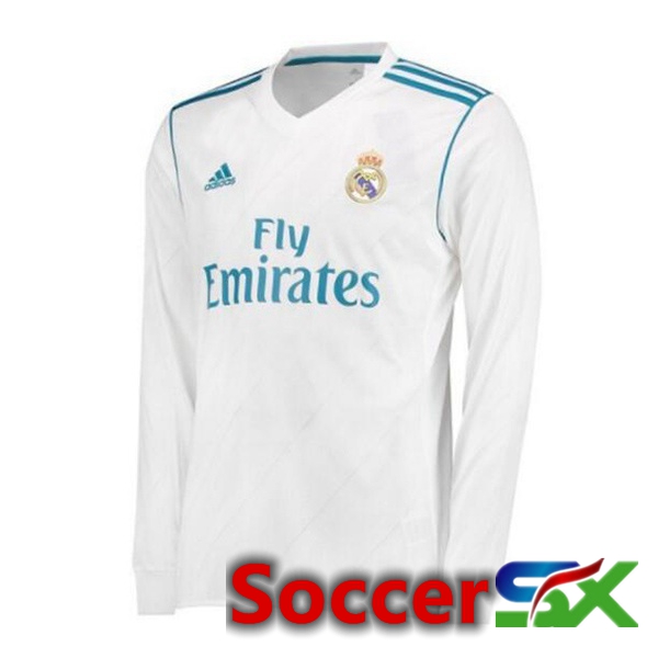 Real Madrid Retro Soccer Jersey Home Long sleeve White 2017-2018