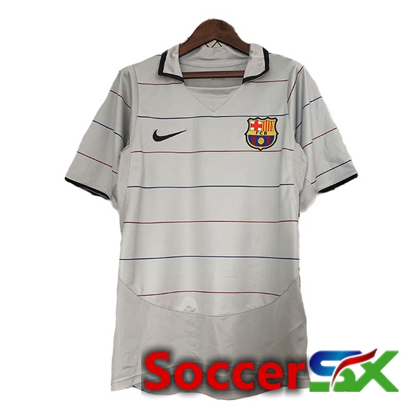 FC Barcelona Retro Soccer Jersey Away Grey 2003-2004