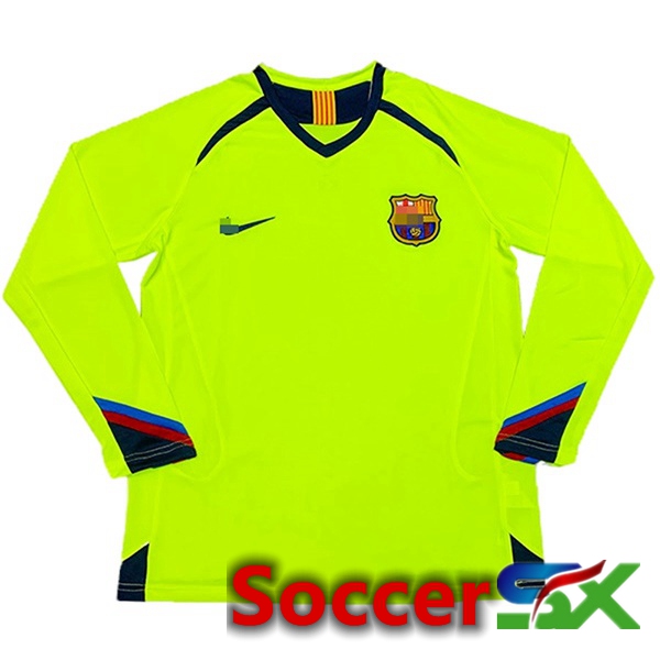 FC Barcelona Retro Soccer Jersey Away Long sleeve Green 2005-2006