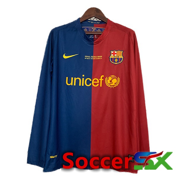 FC Barcelona Champions League Retro Jersey Home Long sleeve Red Blue 2008-2009