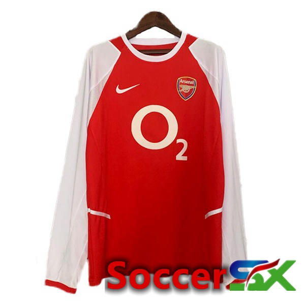 Arsenal Retro Soccer Jersey Home Long sleeve Red 2002-2004