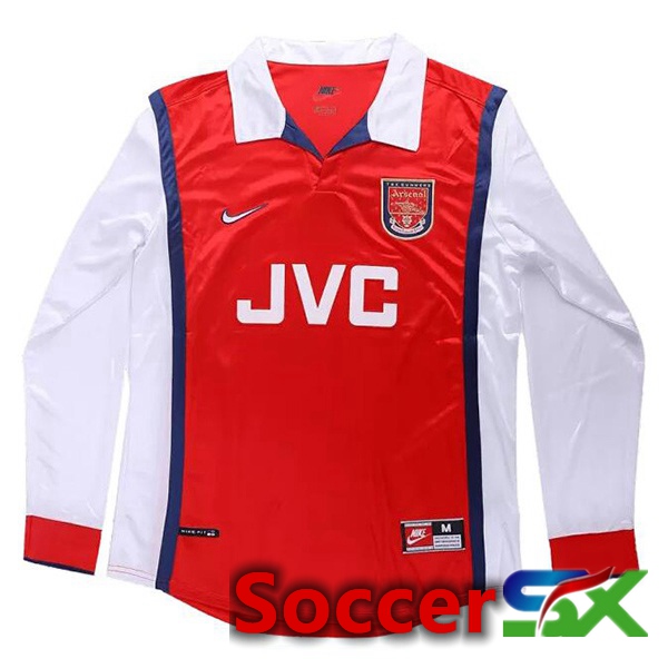 Arsenal Retro Soccer Jersey Home Long sleeve White Red 1998-1999
