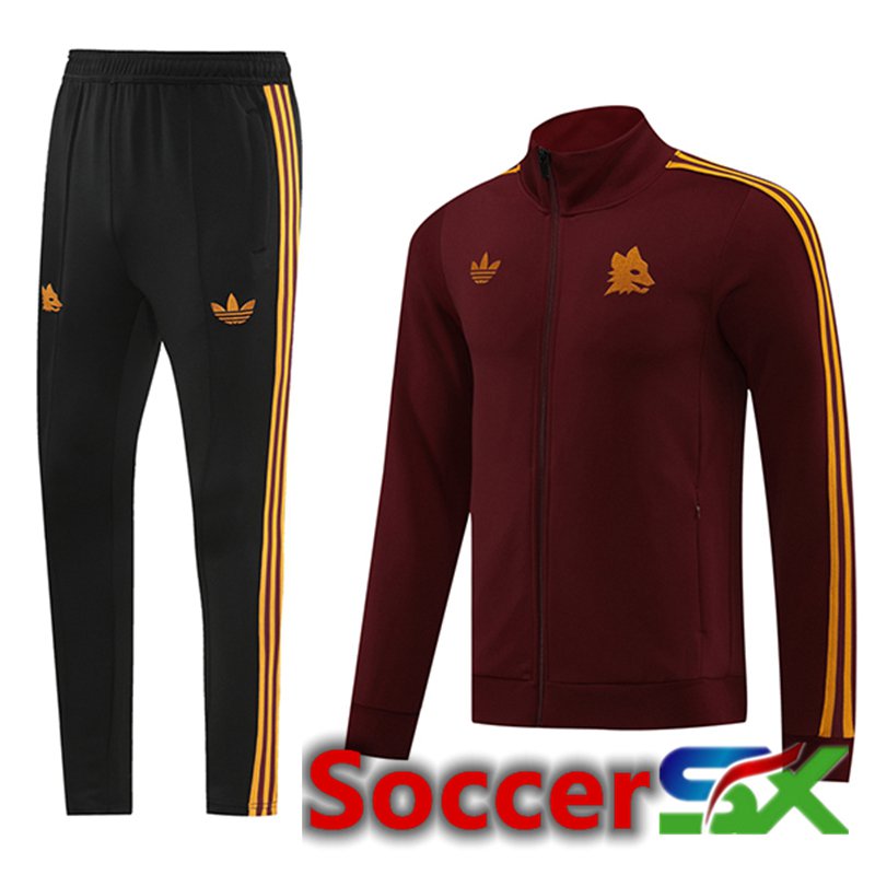 AS Roma Training Jacket Suit Red/Yellow/Black 2024/2025