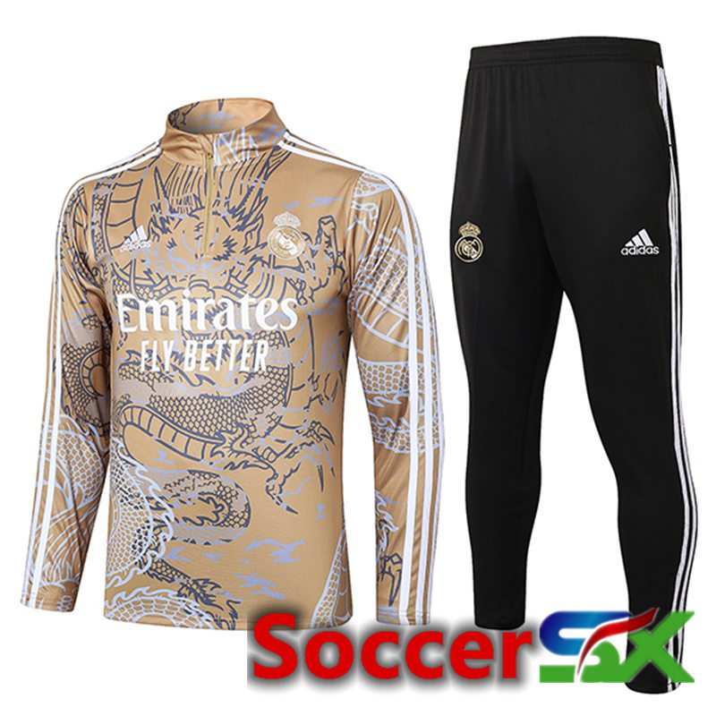 Real Madrid Training Tracksuit Suit Brown/Grey/White 2023/2024