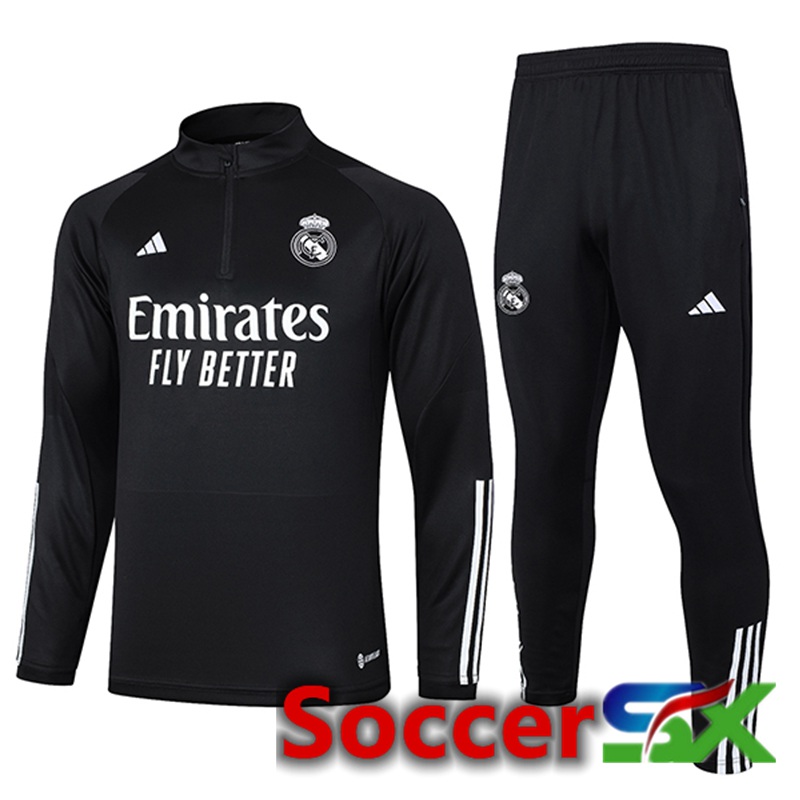 Real Madrid Training Tracksuit Suit Black/White 2023/2024