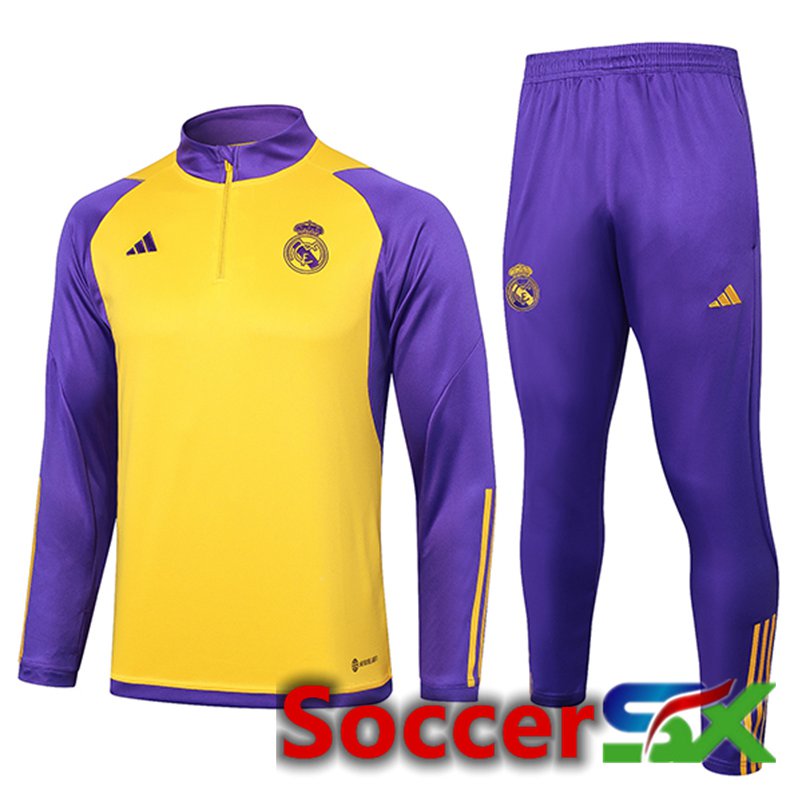 Real Madrid Training Tracksuit Suit Purple/Yellow 2024/2025