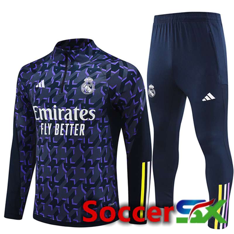 Real Madrid Training Tracksuit Suit Purple/Black 2024/2025