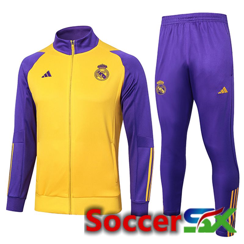 Real Madrid Training Jacket Suit Yellow/Purple 2024/2025