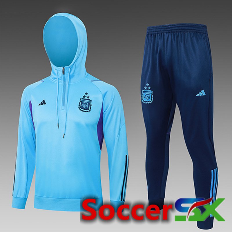 Argentina Kids Training Tracksuit Hoodie Blue 2023/2024