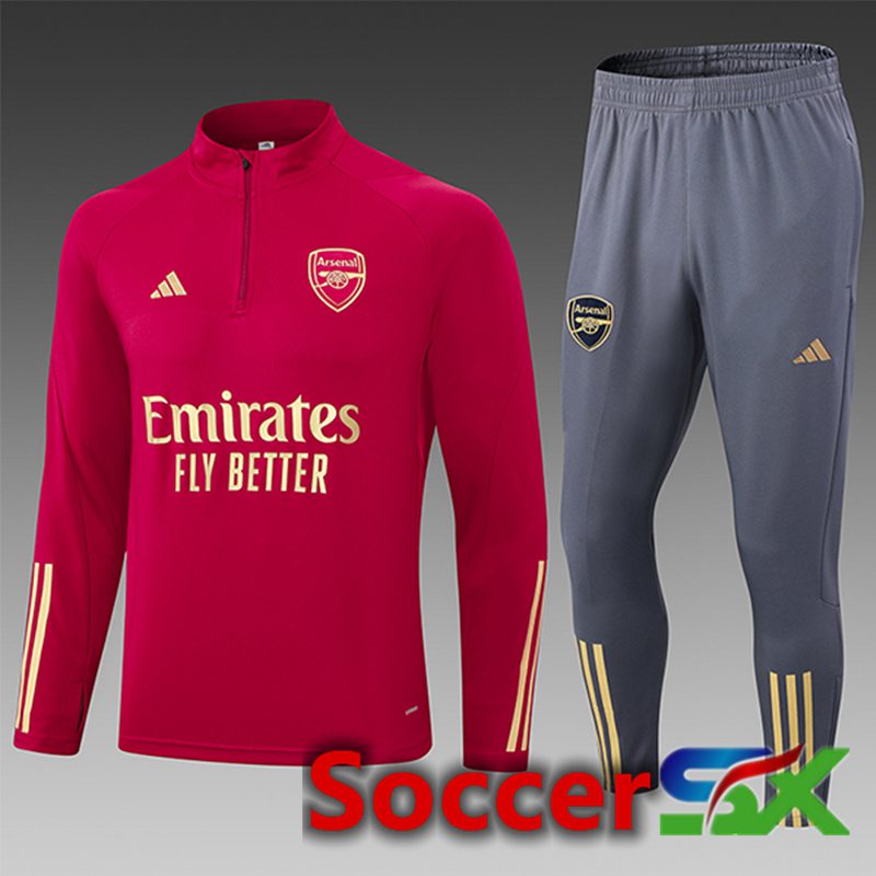 Arsenal Kids Training Tracksuit Suit Red/Grey 2024/2025