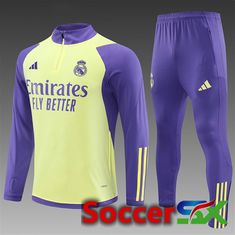 Real Madrid Kids Training Tracksuit Suit Yellow/Purple 2024/2025