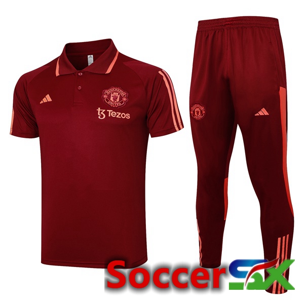 Manchester United Soccer Polo + Pants Red 2024/2025