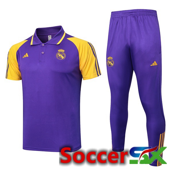 Real Madrid Soccer Polo + Pants Purple 2024/2025