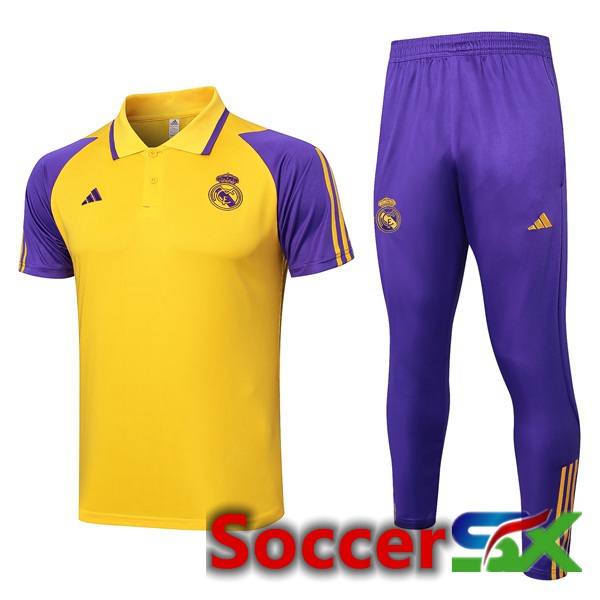 Real Madrid Soccer Polo + Pants Yellow 2024/2025