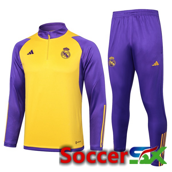 Real Madrid Training Tracksuit Suit Yellow Purple 2024/2025