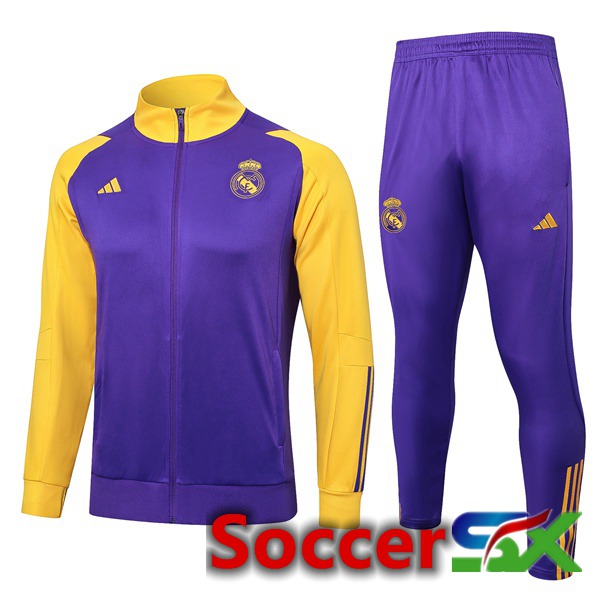 Real Madrid Training Jacket Suit Purple Yellow 2024/2025