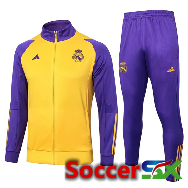 Real Madrid Training Jacket Suit Yellow Purple 2024/2025