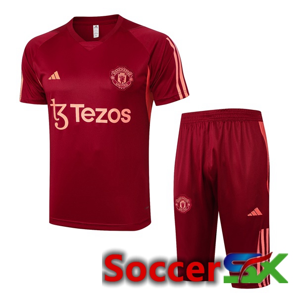 Manchester United Training T Shirt + Shorts Red 2024/2025