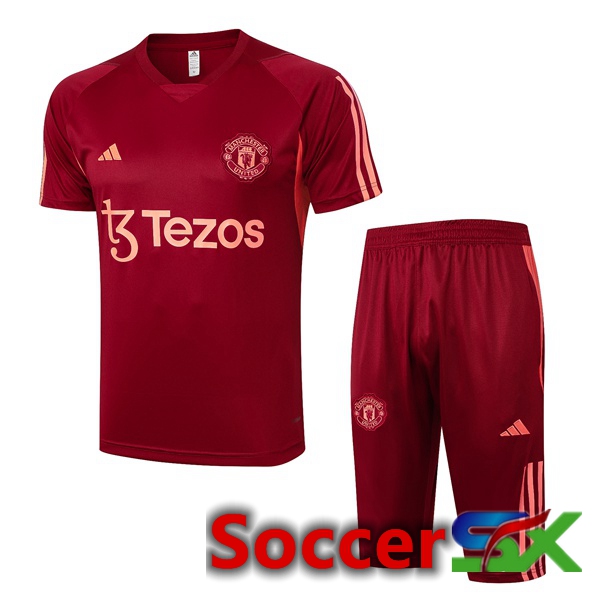 Manchester United Training T Shirt + Shorts Red 2024/2025
