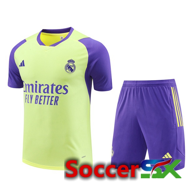 Real Madrid Training T Shirt + Shorts Yellow 2024/2025